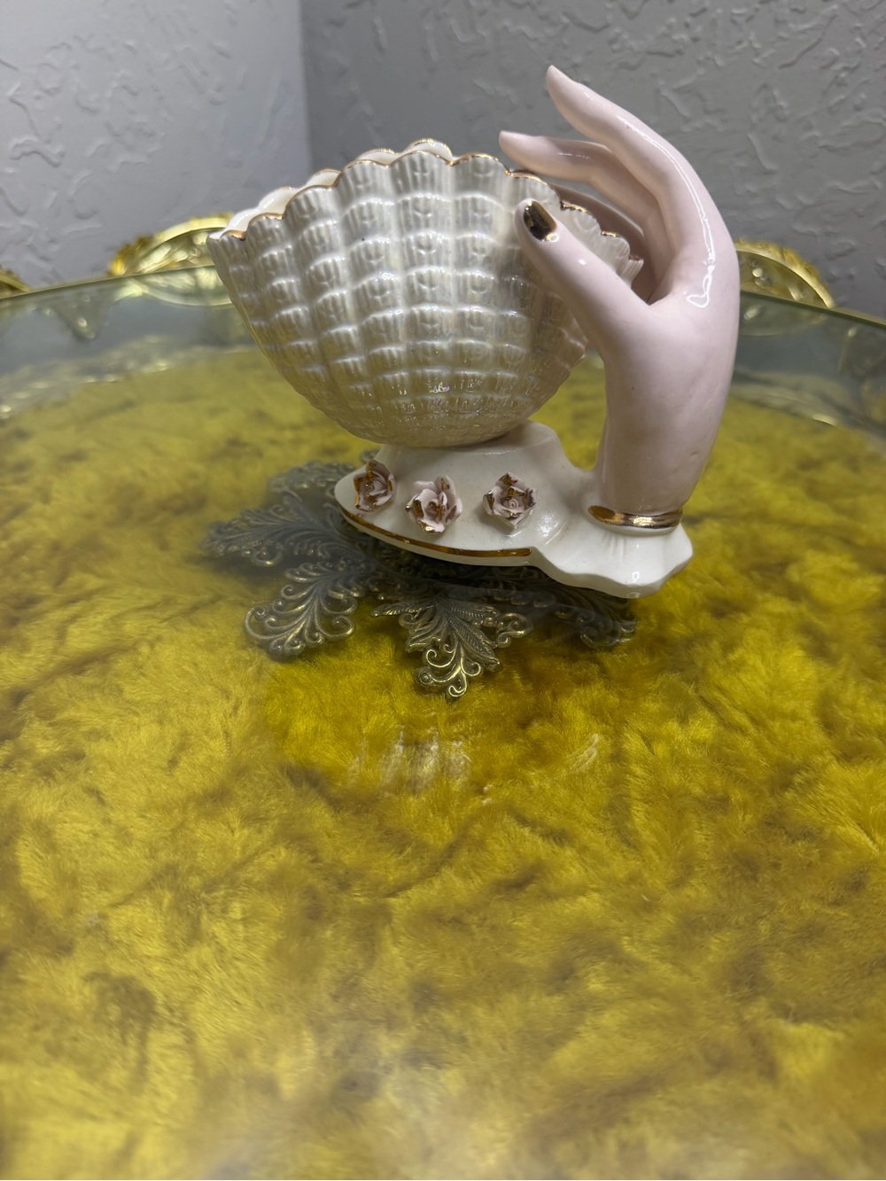 Vintage 1950s Ucagco Japan Lady Hand Shell Vase MCM